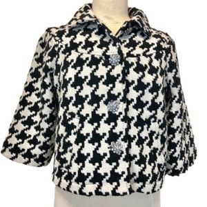 Studio Petite Vintage 3/4 Sleeve Houndstooth Black and White Short Coat Size PL